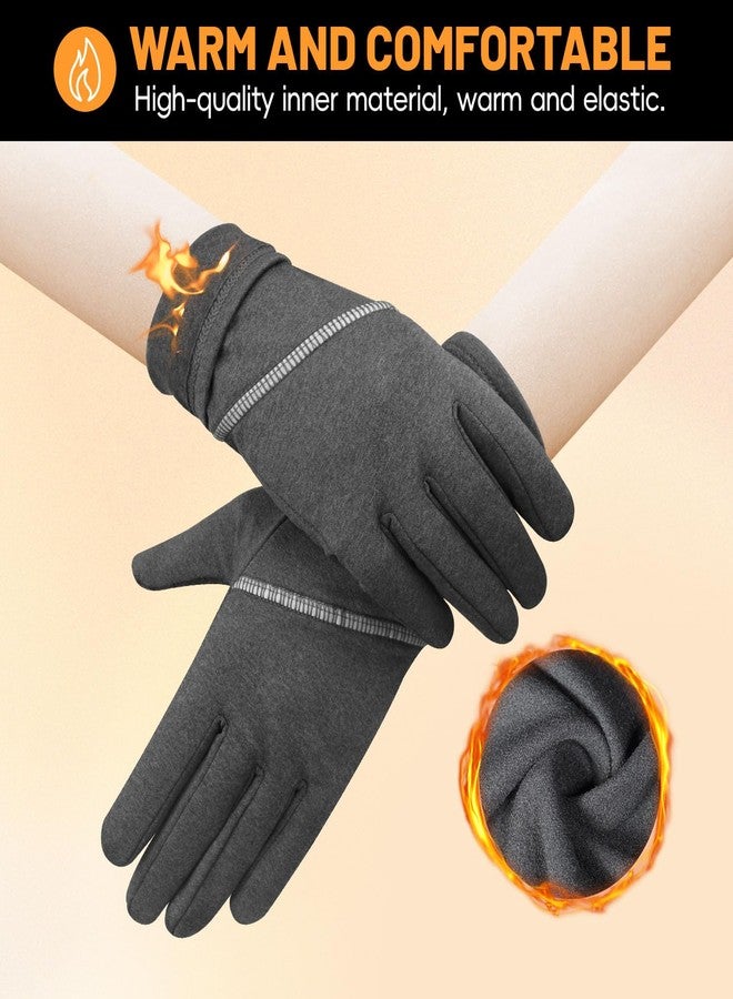 Tiny Chou Winter Gloves for Women Men - Warm Touchscreen Non-Slip Thermal for Cold Weather, Running, Cycling, Driving, Hiking - Windproof Lightweight Bike Gloves, Grey - Small - Image 4